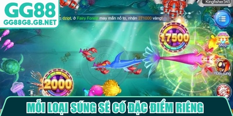 Mỗi loại súng sẽ có đặc điểm riêng về sức mạnh, tốc độ bắn và phạm vi tác động